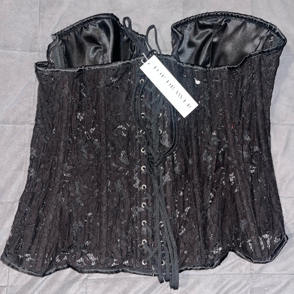 Daisy Corsets Top Drawer Black Underwire Sheer Lace Steel Boned Corset 4X NEW - Picture 6 of 7